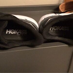 Hoka One One Men's Black and White Athletic Shoes